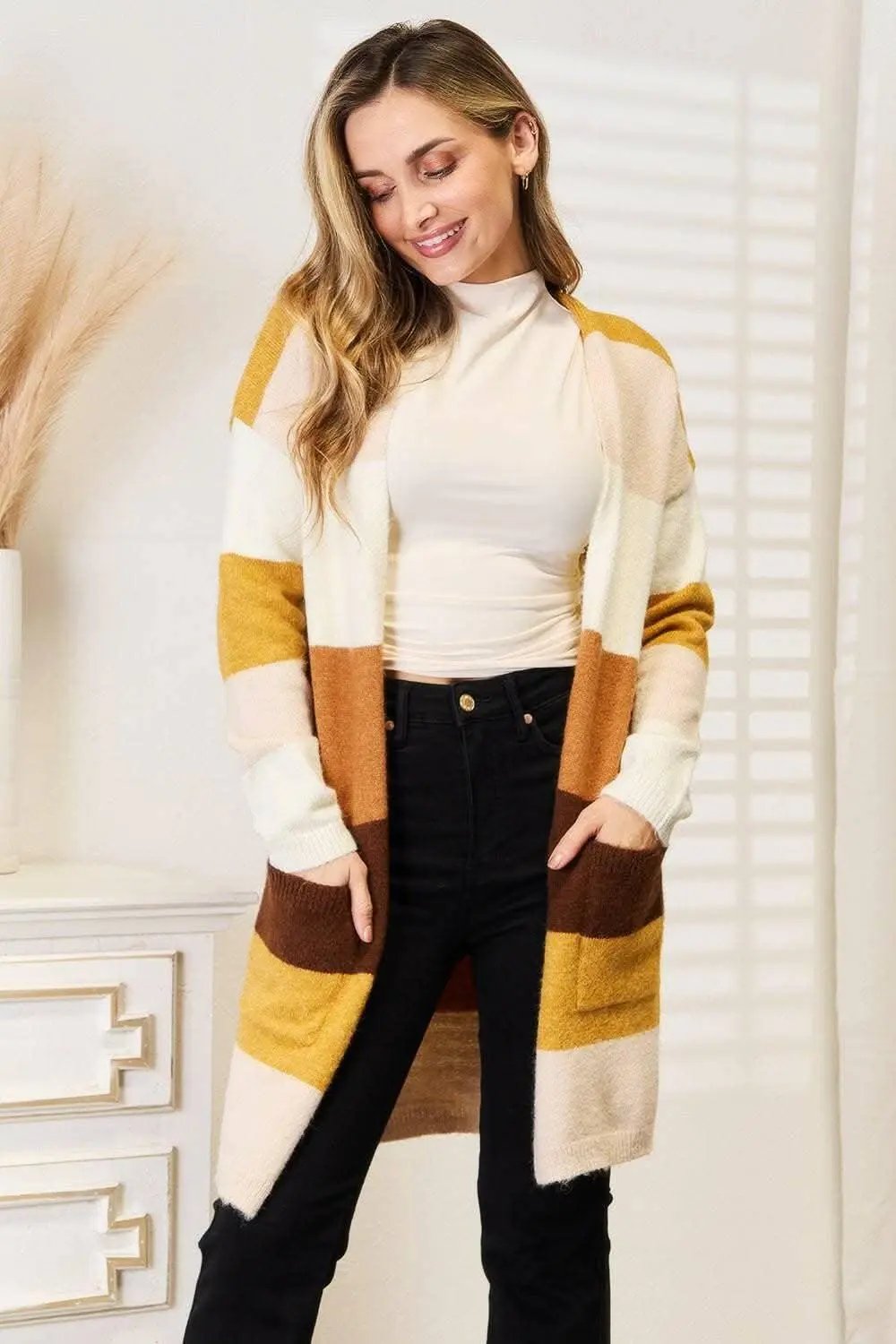 Chic oversized color-block cardigan - Love Salve